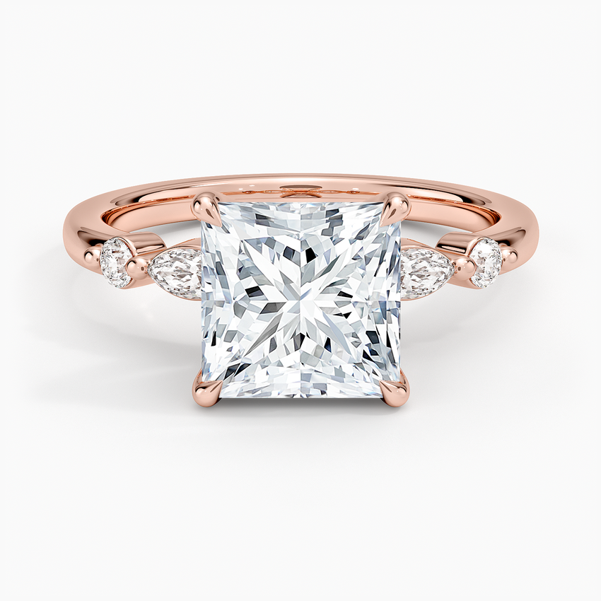 Versailles One-Quarter Coverage Diamond Ring - Princess Cut Center Stone