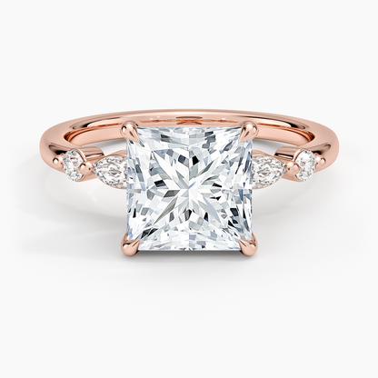 Versailles One-Quarter Coverage Diamond Ring - Princess Cut Center Stone