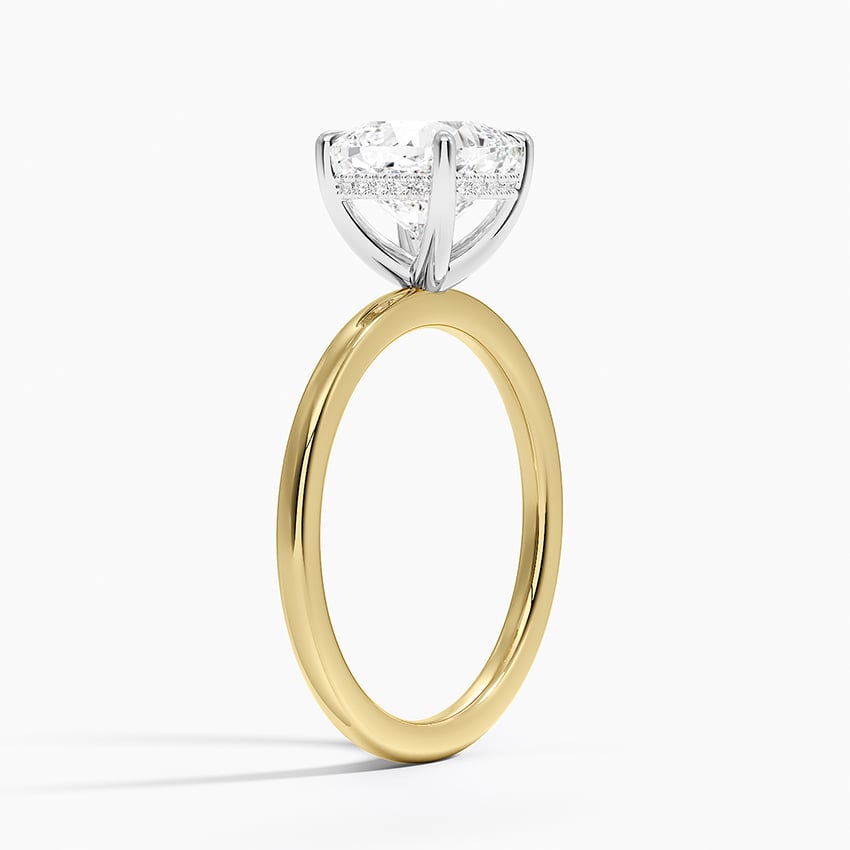 Platinum Adorned Mixed Metal Diamond Ring - Cushion Cut Center Stone