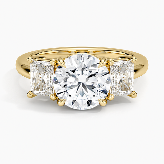 Luxe Helena Radiant-Cut Three Stone Diamond Ring - Round Center Stone