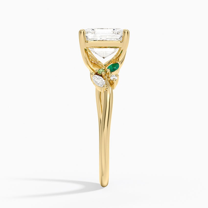 Arden Diamond Ring with Lab Emerald Accents - Asscher Cut Center Stone