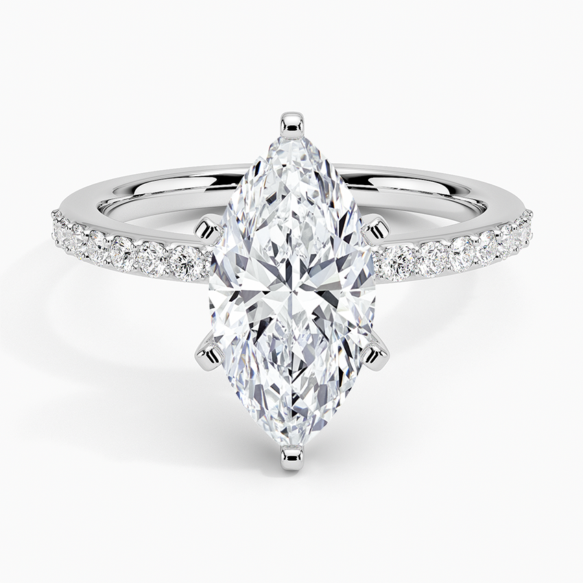 Six Prong Petite Shared Prong Diamond Ring (1/5 ct. tw.) - Marquise Center Stone