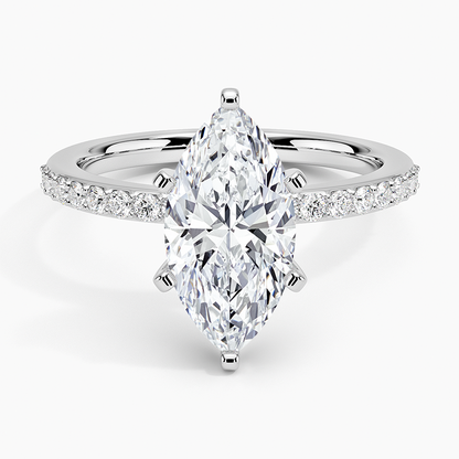 Six Prong Petite Shared Prong Diamond Ring (1/5 ct. tw.) - Marquise Center Stone