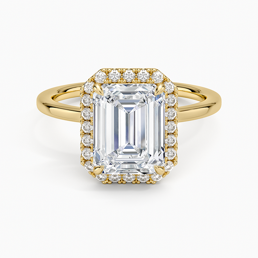 Vienna Halo Diamond Ring - Emerald Cut Center Stone