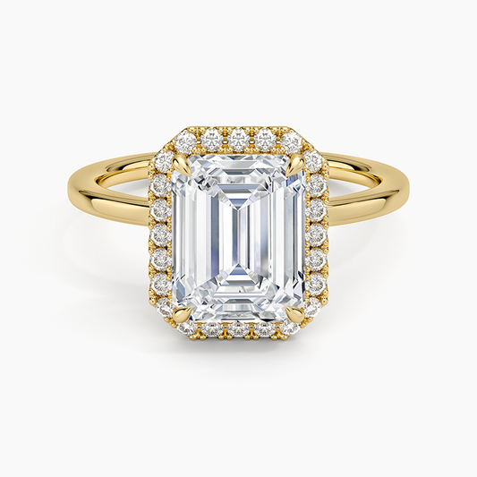 Vienna Halo Diamond Ring - Emerald Cut Center Stone