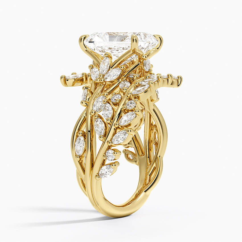 Secret Garden Wrap Diamond Ring - Radiant Cut Center Stone