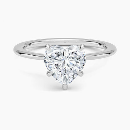 Petite Secret Halo Diamond Ring - Heart Center Stone