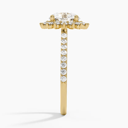 Luxe Sunburst Halo Diamond Ring (1/2 ct. tw.) - Round Center Stone