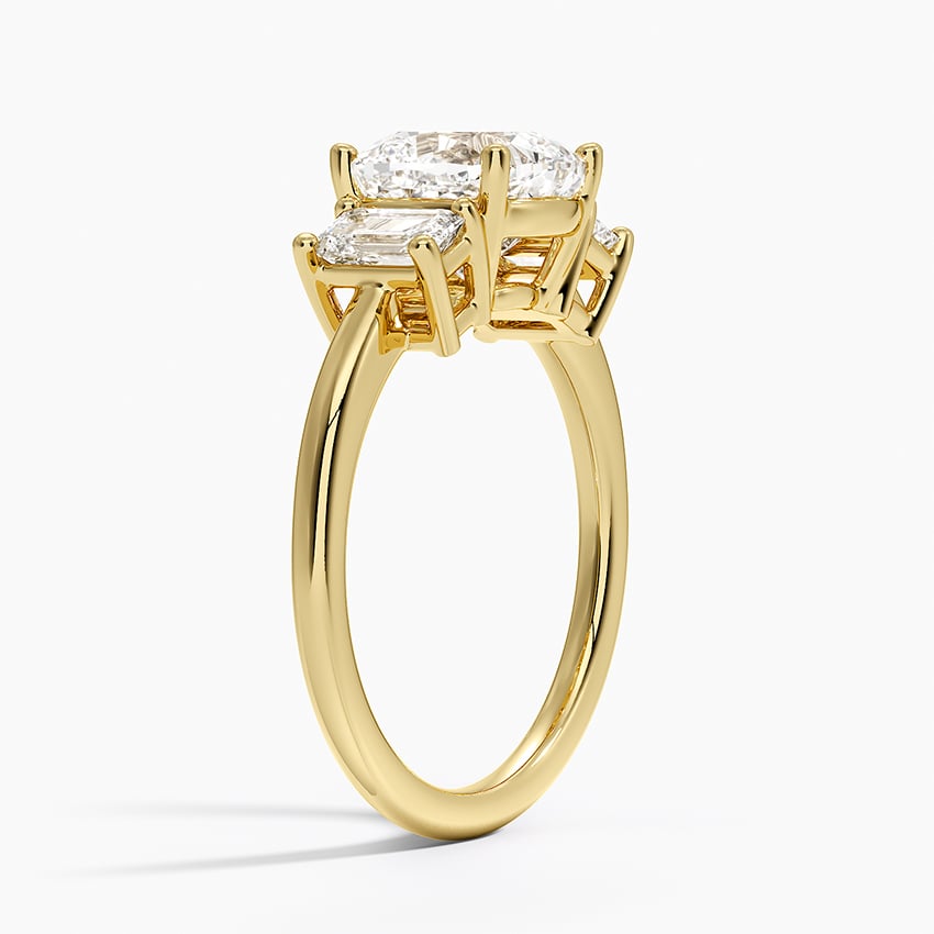 Luxe Rhiannon Three Stone Diamond Ring (3/4 ct. tw.) - Cushion Cut Center Stone