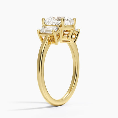 Luxe Rhiannon Three Stone Diamond Ring (3/4 ct. tw.) - Cushion Cut Center Stone