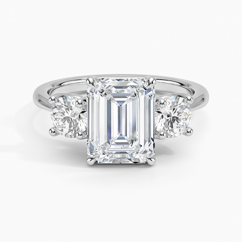 Luxe Selene Three Stone Diamond Ring (2/3 ct. tw.) - Emerald Cut Center Stone