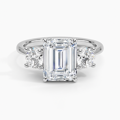Luxe Selene Three Stone Diamond Ring (2/3 ct. tw.) - Emerald Cut Center Stone