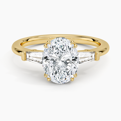 Symphony Double Prong Three Stone Diamond Ring (1/2 ct. tw.) - Oval Cut Center Stone