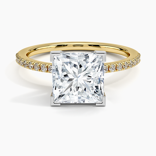 Ballad Half Coverage Diamond Ring (1/8 ct. tw.) - Princess Cut Center Stone