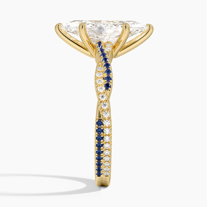Petite Luxe Twisted Vine Sapphire and Diamond Ring (1/8 ct. tw.) - Marquise Cut Center Stone