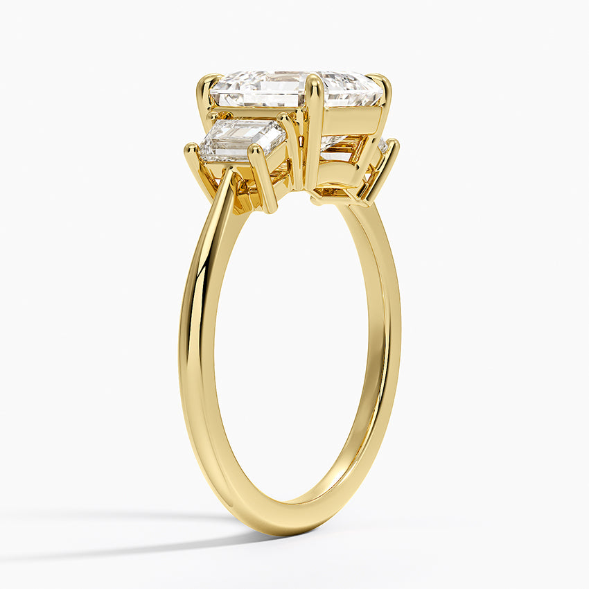 Embrace Three Stone Trapezoid Diamond Ring - Asscher Cut Center Stone