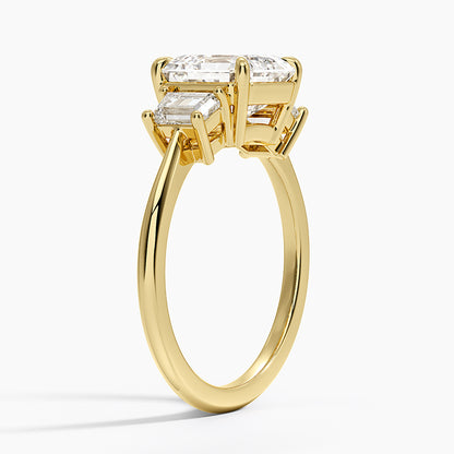 Embrace Three Stone Trapezoid Diamond Ring - Asscher Cut Center Stone