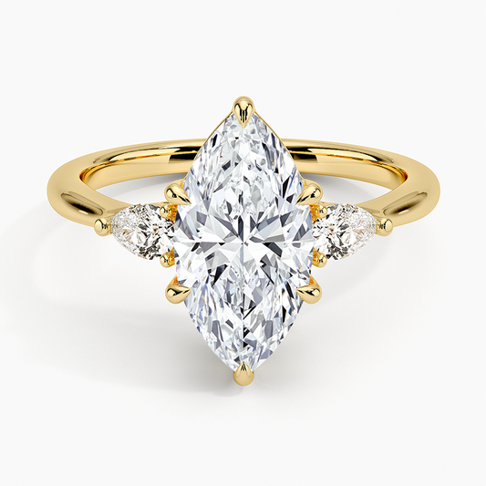 Petite Opera Three Stone Diamond Ring (1/4 ct. tw.) - Marquise Center Stone