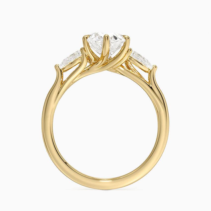 Luxe Delilah Three Stone Pear Diamond Ring - Oval Center Stone