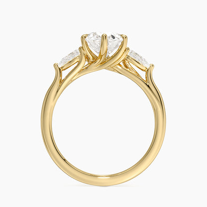 Luxe Delilah Three Stone Pear Diamond Ring - Oval Center Stone