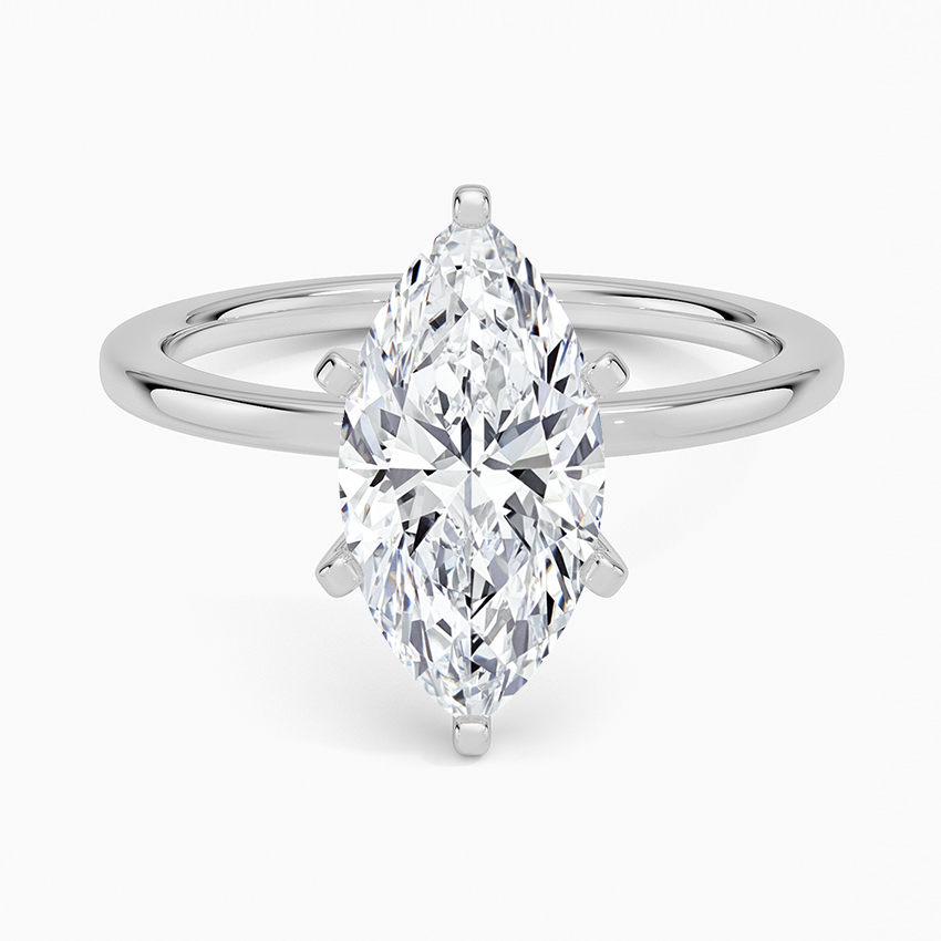 Six-Prong Petite Comfort Fit 1.5mm Solitaire Ring - Marquise Center Stone