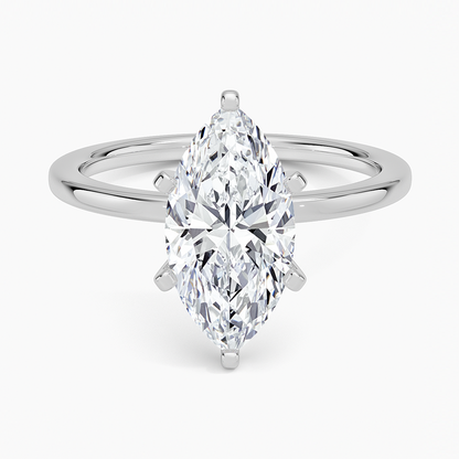 Six-Prong Petite Comfort Fit 1.5mm Solitaire Ring - Marquise Center Stone