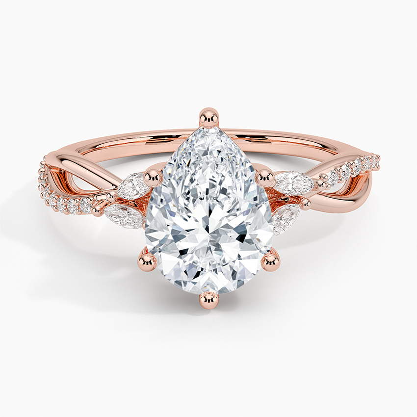 Petite Twisted Willow Diamond Ring - Pear Center Stone