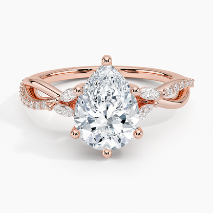 Petite Twisted Willow Diamond Ring - Pear Center Stone