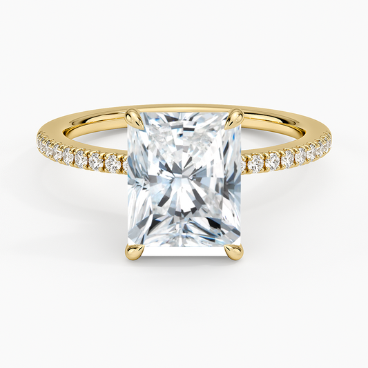 Demi Half Coverage Diamond Ring (1/5 ct. tw.) - Radiant Cut Center Stone