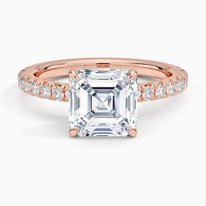 Amelie Three-Quarter Coverage Diamond Ring - Asscher Cut Center Stone