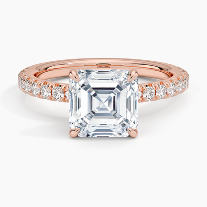 Amelie Three-Quarter Coverage Diamond Ring - Asscher Cut Center Stone
