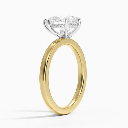 Platinum Mixed Metal Audrey 2mm Diamond Ring - Pear Center Stone