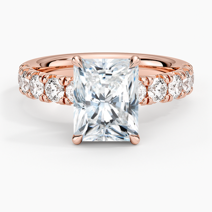 Ellora Half Coverage Diamond Ring - Radiant Cut Center Stone