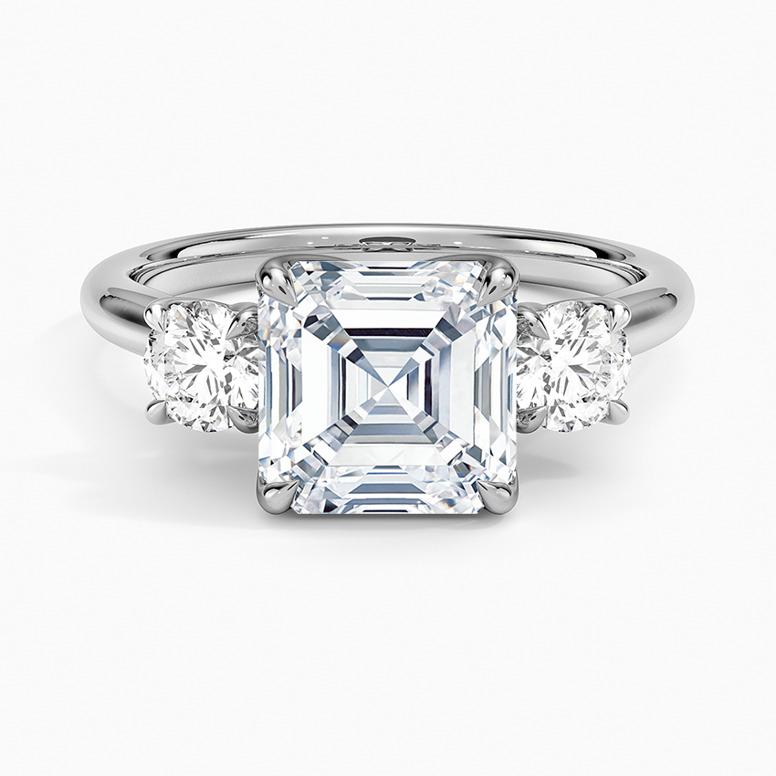 Elodie Perfect Fit Three Stone Diamond Ring (1/2 ct. tw.) - Asscher Cut Center Stone