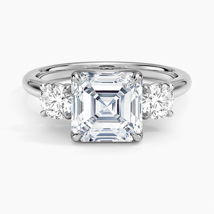 Elodie Perfect Fit Three Stone Diamond Ring (1/2 ct. tw.) - Asscher Cut Center Stone