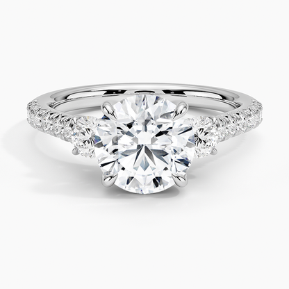 Amelie Three Stone Diamond Ring - Round Center Stone