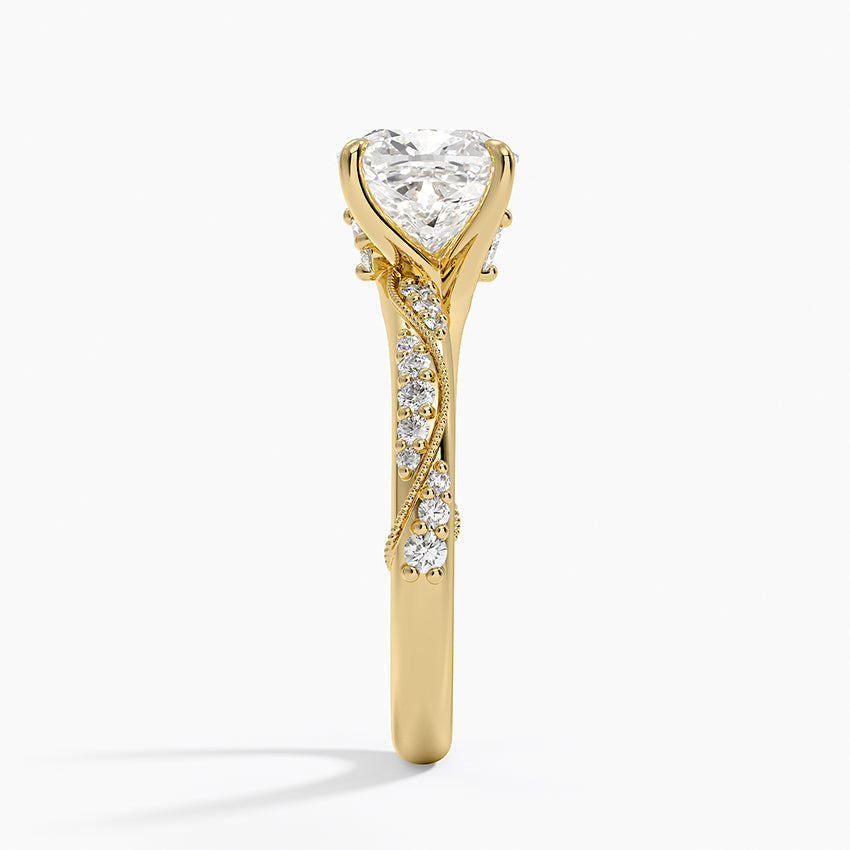 Camellia Hidden Accent 2.5mm Diamond Ring - Cushion Cut Center Stone