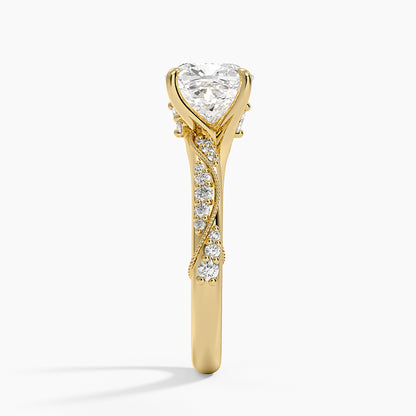 Camellia Hidden Accent 2.5mm Diamond Ring - Cushion Cut Center Stone