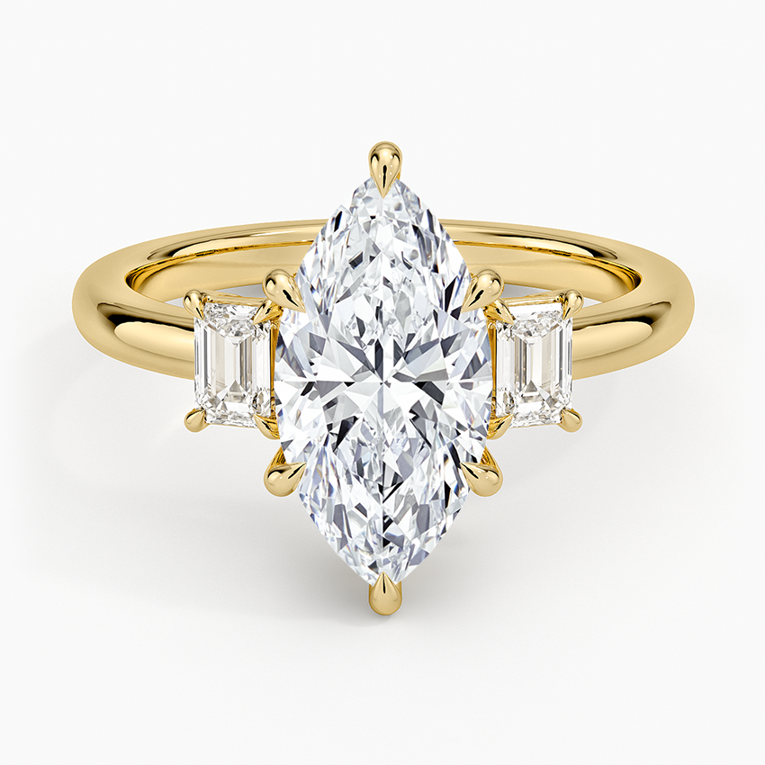 Petite Rhiannon Three Stone Diamond Ring (1/4 ct. tw.) - Marquise Cut Center Stone