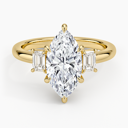 Petite Rhiannon Three Stone Diamond Ring (1/4 ct. tw.) - Marquise Cut Center Stone