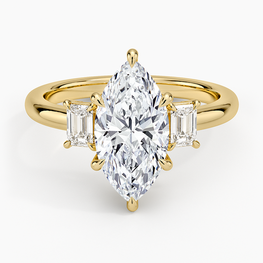 Petite Rhiannon Three Stone Diamond Ring (1/4 ct. tw.) - Marquise Cut Center Stone