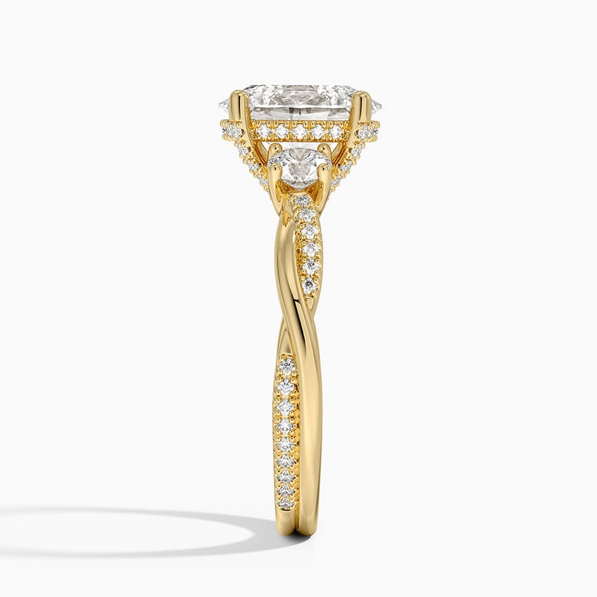 Adorned Petite Twisted Vine Three Stone Diamond Ring - Oval Cut Center Stone