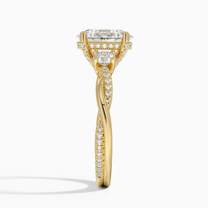Adorned Petite Twisted Vine Three Stone Diamond Ring - Oval Cut Center Stone