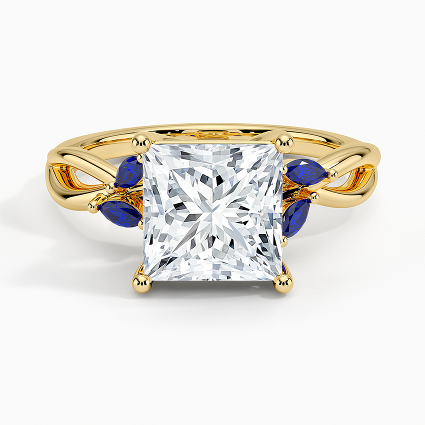 Willow Ring With Sapphire Accents - Princess Cut Center Stone