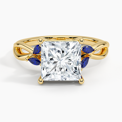 Willow Ring With Sapphire Accents - Princess Cut Center Stone