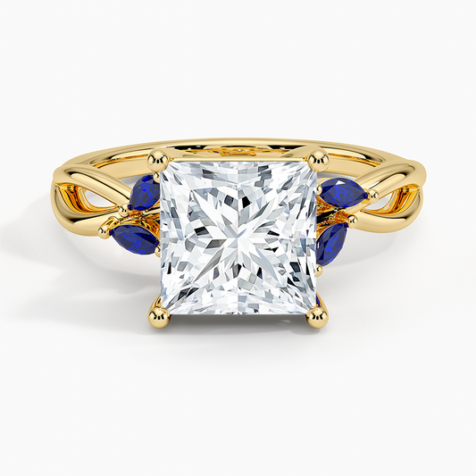 Willow Ring With Sapphire Accents - Princess Cut Center Stone