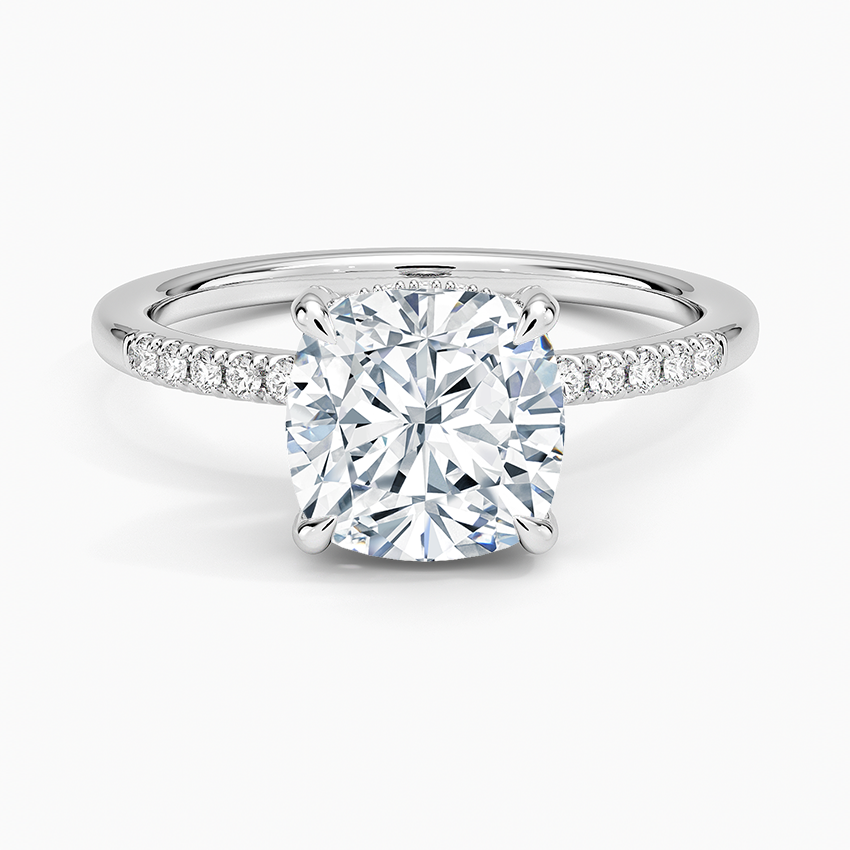 Viviana One-Quarter Coverage Diamond Ring - Cushion Cut Center Stone