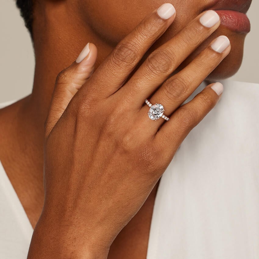 Olympia Three-Quarter Coverage Diamond Ring - Oval Center Stone