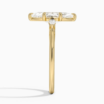 Aria Perfect Fit Three Stone Diamond Ring - Marquise Center Stone