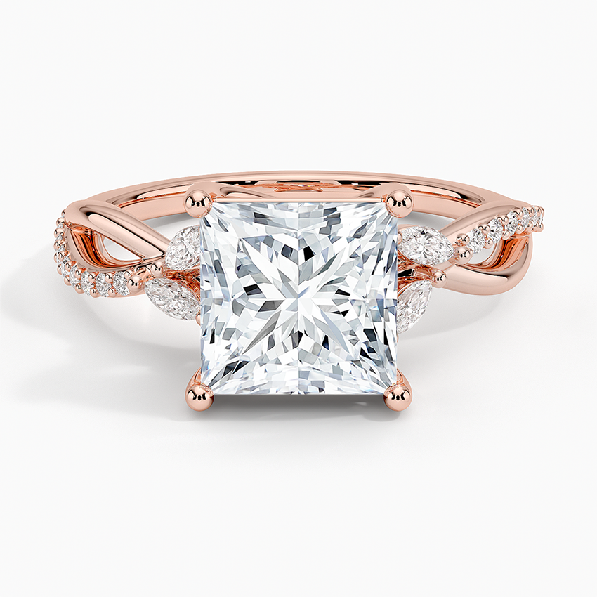 Petite Twisted Willow Diamond Ring - Princess Cut Center Stone